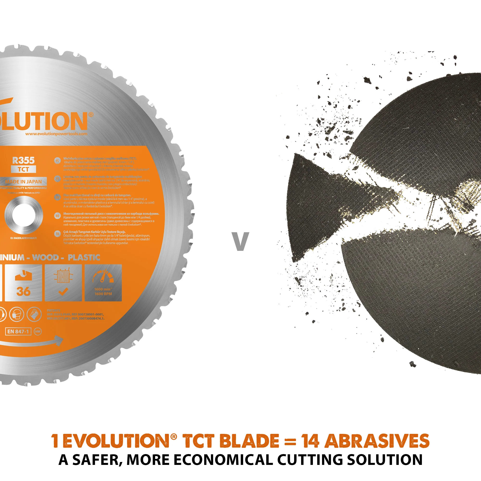 Evolution RAGE355BLADE | 14 in. | 36T | 1 in. Arbor | Multi-Material TCT Blade - Image 5