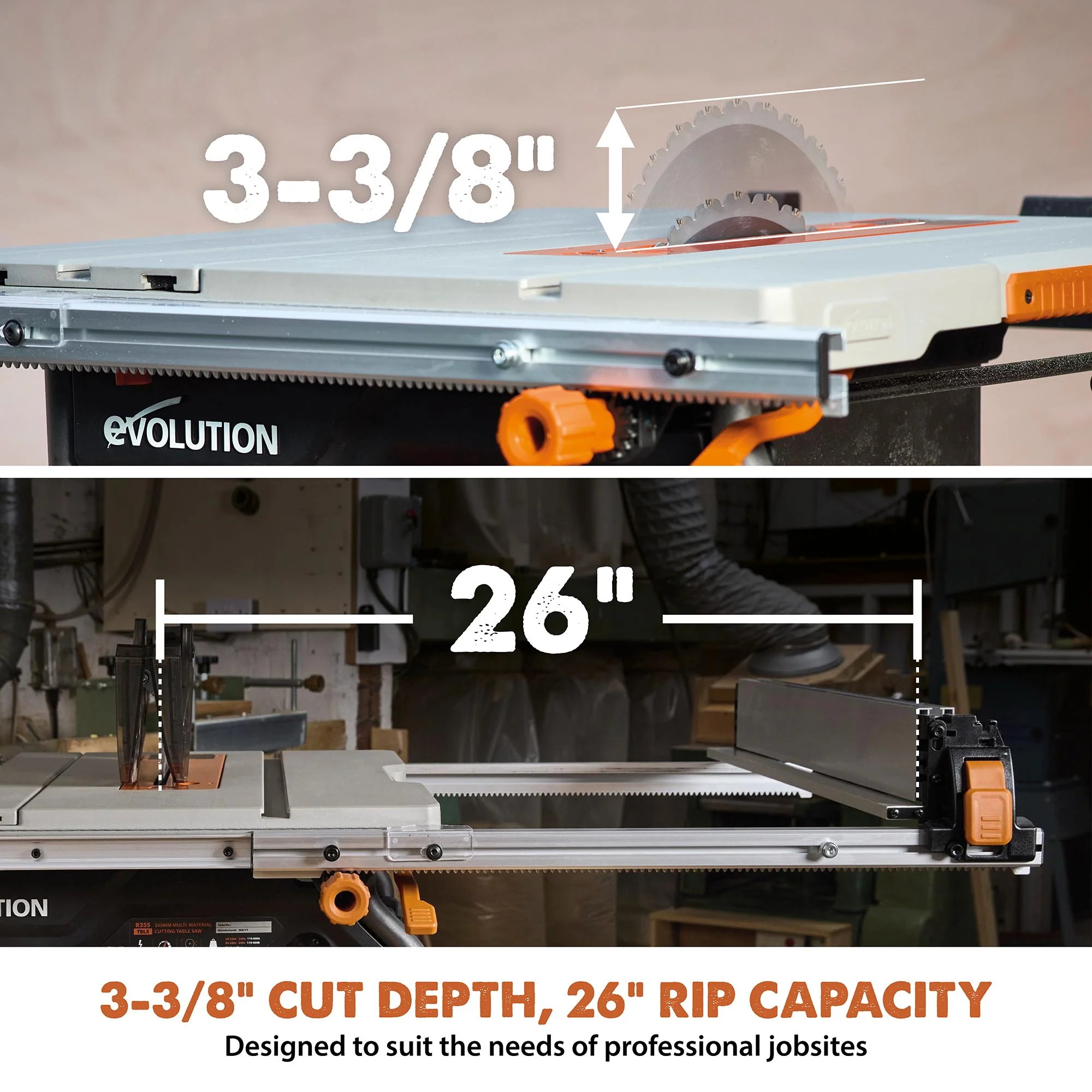 Evolution R10TBLX Multi-Material Table Saw with Wheeled Scissor Stand | 10 in. Multi-Material Cutting Blade - Image 7
